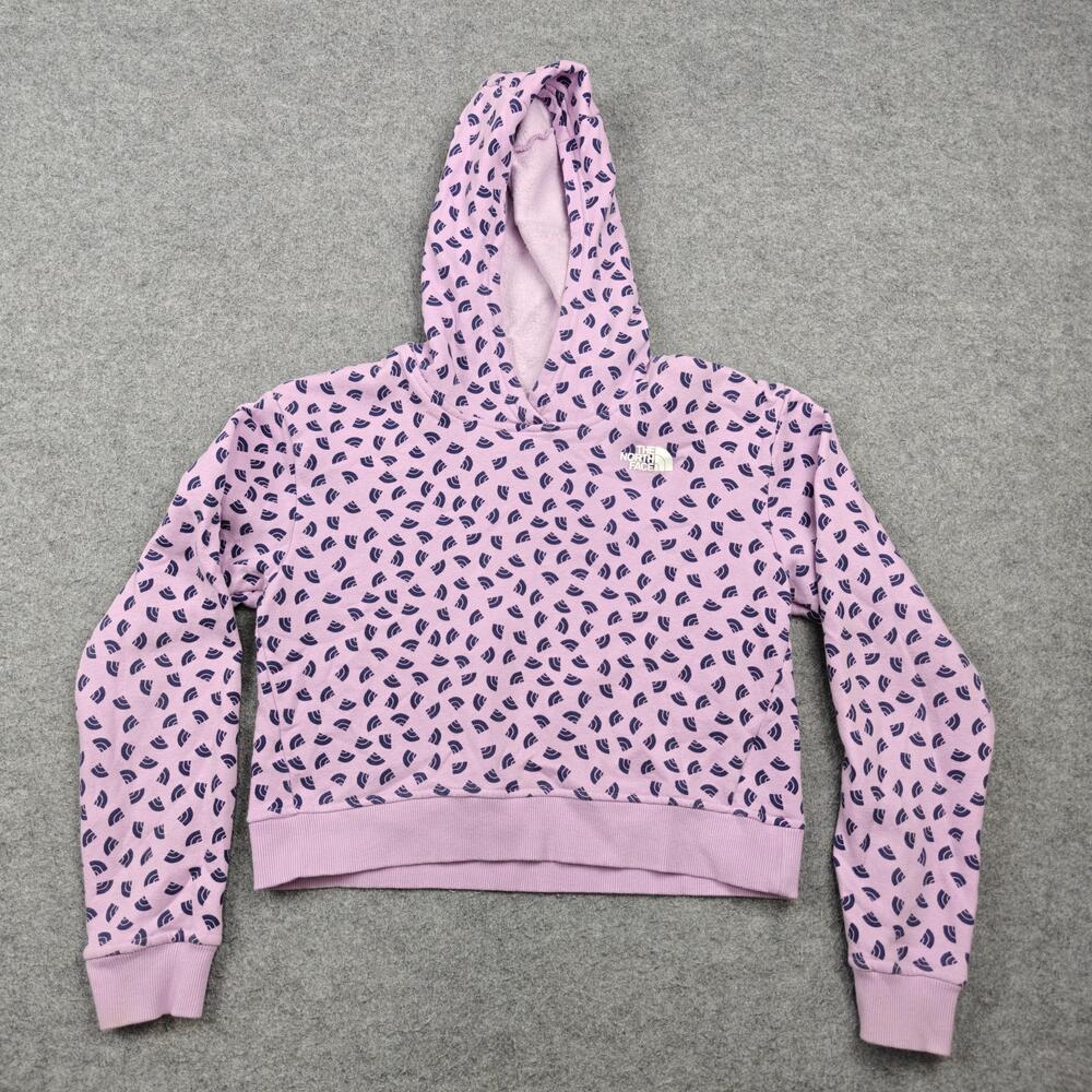 The North Face Hoodie Girls 14-16 Purple Fleece Graphic Logo Hooded Pullover